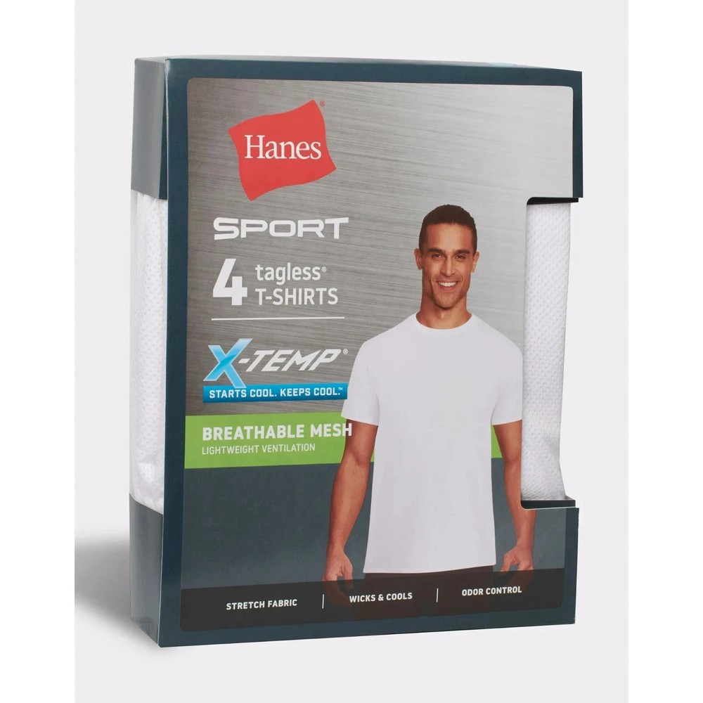 Hanes® Ultimate®Men’s 4-Pack X-Temp BREATHABLE Mesh Crew-neck Tee “TAGLESS®