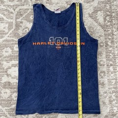 Vtg Y2K Harley Davidson Tank Top Blue Acid Wash Men’s Large L Fairbanks Alaska