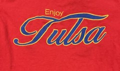 Stedman Enjoy Tulsa Graphic Print T Shirt Men’s Medium Red Cotton Single Stitch