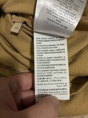 GUCCI MIRROR LOGO CAMEL T-SHIRT WITH PURPLE & YELLOW DESIGN (SIZE XS OVERSIZED)