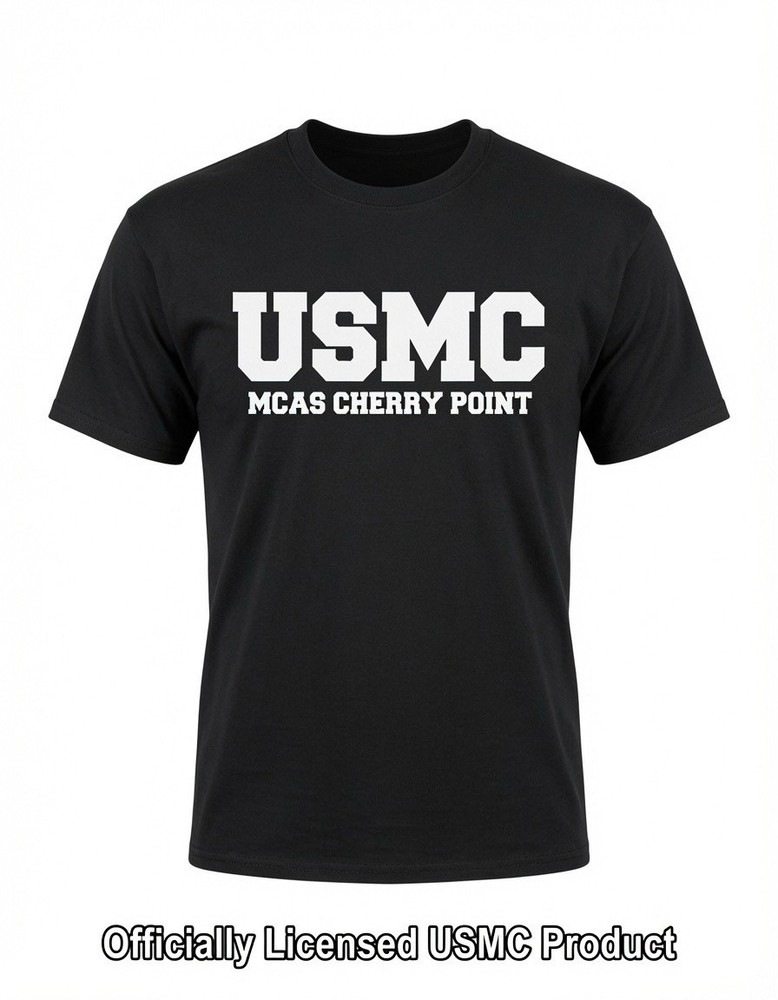 UNITED STATES MARINE CORPS – “USMC MCAS CHERRY POINT” – Black T-Shirt -Sz LARGE