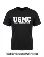 UNITED STATES MARINE CORPS – “USMC MCAS CHERRY POINT” – Black T-Shirt -Sz LARGE
