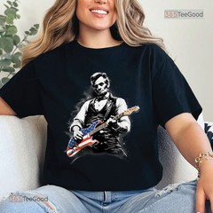 Abe Lincoln Playing Guitar T-Shirt, Funny President Musician Graphic Tee Shirt