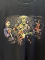 Men’s Black Horror Graphic Print Crew Neck Short Sleeve T-Shirt Freddy Jason DBD