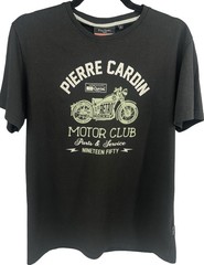 Pierre Cardin Motor Club T Shirt Mens L Black Motorcycle Graphic Tee
