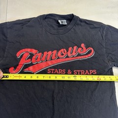 Famous Stars & Straps Script Logo T Shirt Black Red Medium Y2K