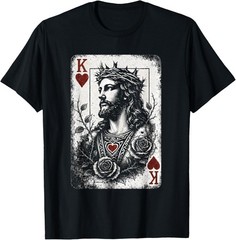 Vintage Jesus Christ King of Hearts Christian Playing Card T-Shirt