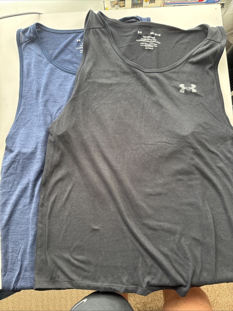 Lot Of 2 Under Armour UA Tech Tank 2.0 Men’s Sz Medium Navy/Black Polyester