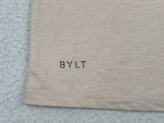 BYLT Premium Crew Shirt Mens XL Beige Short Sleeve Raglan Straight Hem Stretch