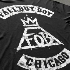 Fall Out Boy FOB Biker Logo Men’s T Shirt Chicago Punk Rock Tee Crowned Volcano