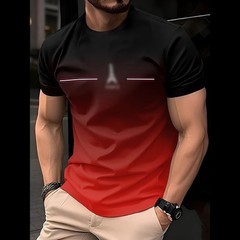 Men’s Short Sleeve Casual T-Shirt 3D Printed Polyester Moderate Elasticity