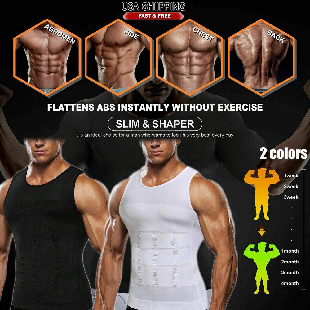 Men Compression Shirt Sleeveless Body Shaper Base Layer Slimming Tank Tops Vests