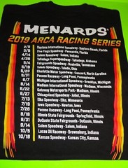 (Lot of 2) Sz M / Medium BLACK Menards ARCA Racing Series 2019 Schedule T-Shirt