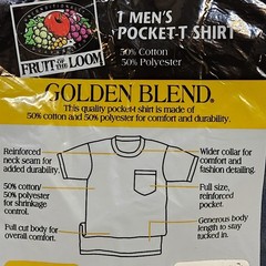 Vtg 1998 Fruit Of The Loom Pocket T Shirt SZ Large Lot of 2, Green Navy Blue