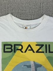 Bay Island Sportswear Brazil Shirt Mens Large Christ the Redeemer Flag Graphic