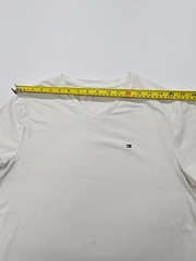 Tommy Hilfiger Men’s T-Shirt White Logo V-Neck Stretch Size M Excellent
