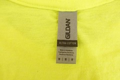 Gildan Ultra Cotton Mens Medium Safety Yellow Long Sleeve Crew Neck T-Shirt New