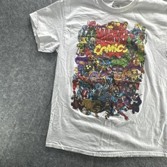 Marvel Comics Shirt Mens Medium White Superhero Graphic Tee Avengers Heroes