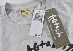 AGTAWH Men’s T-Shirt New M Gray Short Sleeve Crew Neck Graphic Peace Embroirery