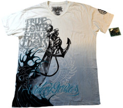 True Love False Idols Mens TLFI Last Rites White V-Neck Shirt NWT 3XL