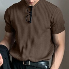 Men Summer Light Luxury Loose Knit Shirt Tshirt Casual Beach Summer Tee Top Gift