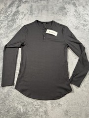 JMIERR Shirt Mens Small Gray Long Sleeve Henley Lightweight Stretch Tee