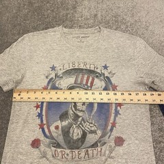 Lucky Brand Shirt Mens Small Gray Liberty Or Death Skull Crew Neck Tee NEW