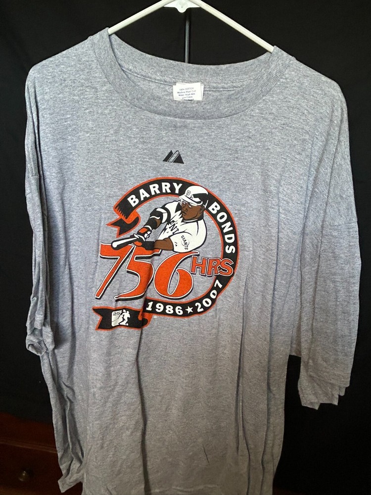 Majestic Barry Bonds 2007 Mens XXL 756 Home Runs Grey