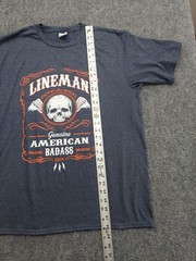 Port & Co Lineman Shirt Mens Large Blue Graphic Skull Genuine American Badass