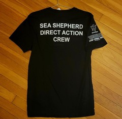 Sea Shepherd Direct Action Crew 100% organic cotton t-shirt black unisex size S