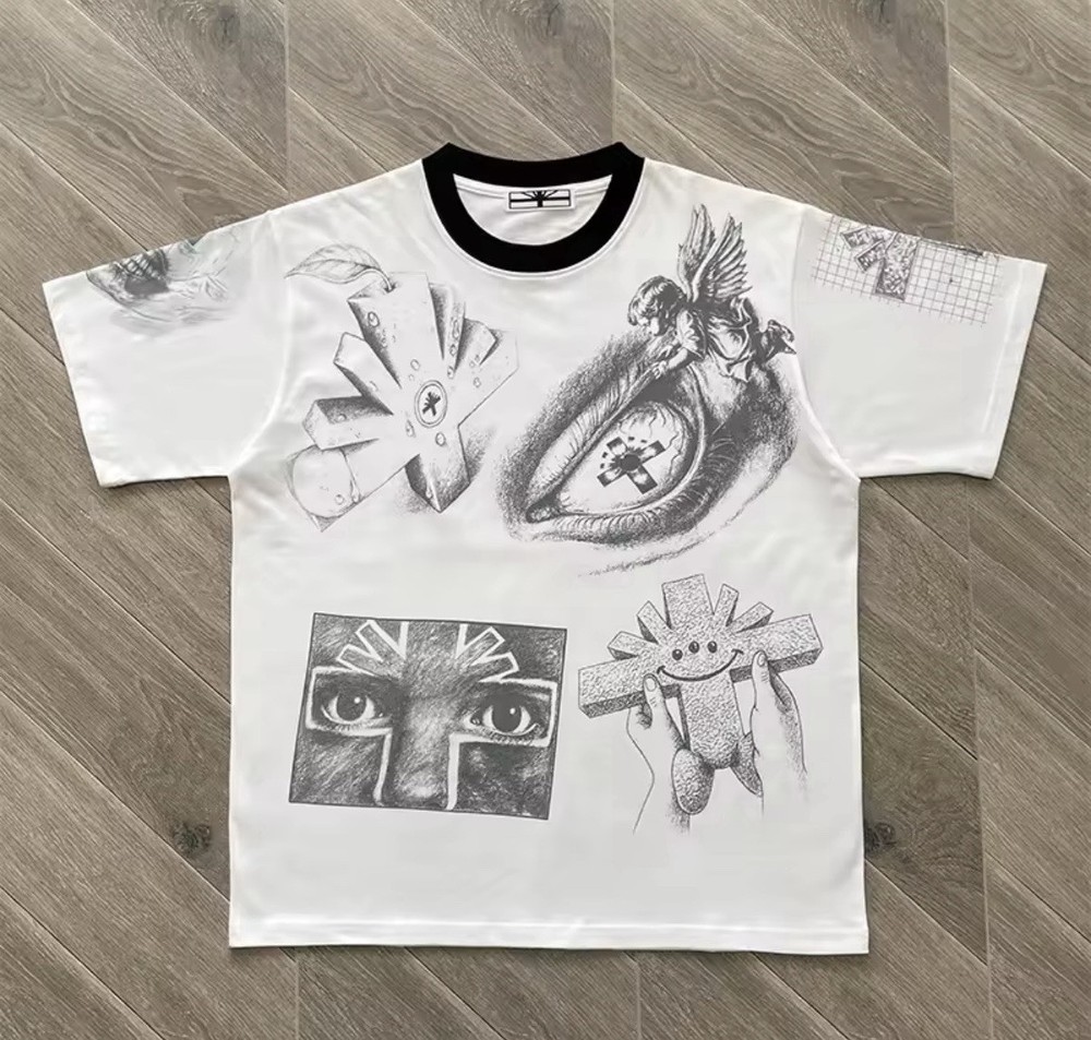 Vertabrae Mixed Feelings Tee White Men’s Round Neck Cotton Short Sleeve T-shirts