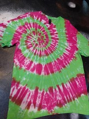 Lime Green & Pink spiral festival tie dye t shirt top men’s Rave UV size S-5XL