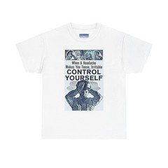 Headache Control Yourself Graphic Short Sleeve Unisex Tee Shirt Heavy Cotton