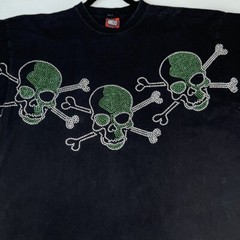 Geto Jeans Men Shirt XXXL Skull Crossbone Metallic Stud Shiny Work Party Core Go