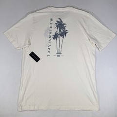 NWT Travis Mathew Salt Spray Short Sleeve T-Shirt Mens XL Beige Palm Trees