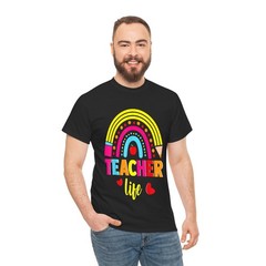 Teacher Life Pencil Apple Rainbow Hearts T-Shirt