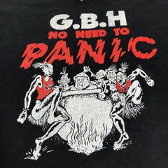 GBH No Need To Panic Album Logo size XL Black T Shirt UK Hardcore Punk Band Tee
