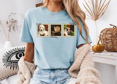 Custom Pet Portrait Stamp Comfort Tee Personalized Dog Cat Photo