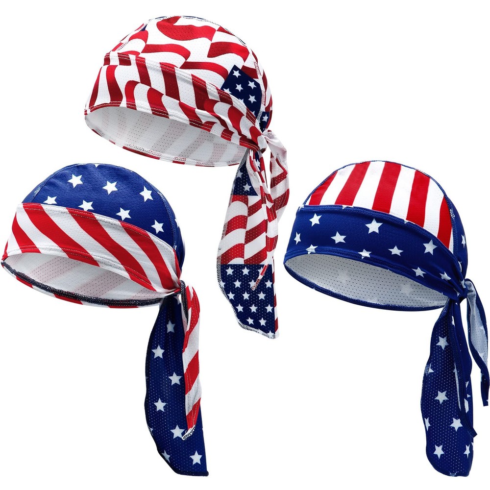 Skull Caps Dew Rag Sweat Wicking Beanie Helmet Liner Hats 3 Pcs Cycling