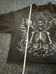 Winged Skeleton Punk Goth Grunge Oversized Lightweight Short Sleeve Sweatshirt