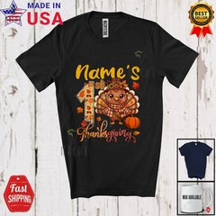 Custom Name 1st Thanksgiving; Birthday Autumn Fall Pumpkin Turkey Family T-Shirt