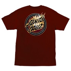 Santa Cruz HOLO FLAME DOT LOGO Skateboard T Shirt BURGUNDY