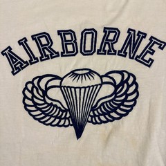 Vtg 70s Airborne Shirt M/S Distressed Tee Military USA