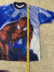 Vtg 2002 Marvel Columbia Spider-Man Movie Promo Blue Polyester Satin T-Shirt
