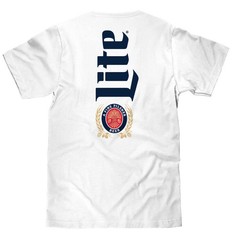 Miller Lite Beer Front and Back Print Mens T Shirt White