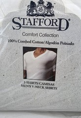 STAFFORD Comfort Collection Men’s V-Neck T-Shirts 3-Pack White XL New Old Stock