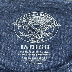 Wallace & Barnes Shirt Mens Medium Indigo Blue Short Sleeve Pocket Crew Neck