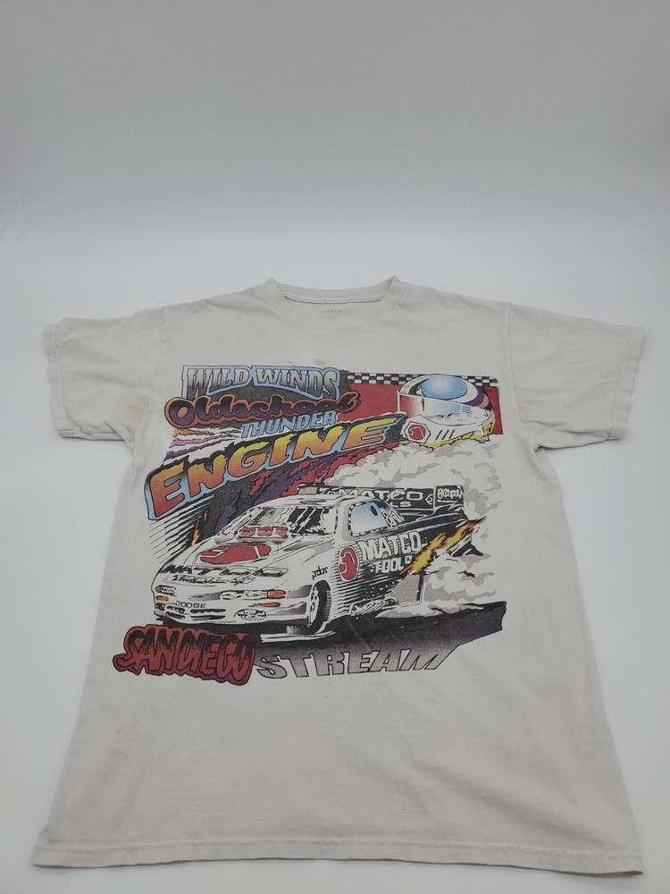 J GALT USA STREAM RACING T-SHIRT Men Small White Graphic Print..#14772