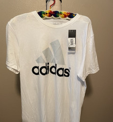 Adidas Men’s The Go To Performance Tee, NEW, White with Gray/Black Logo, Size L