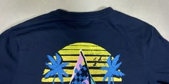 Chubbies Men’s Navy Blue Surf Riders Tee Size Medium Color Block Neon Boat